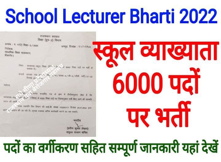 RPSC School Lecturer Vacancy 2022, RPSC 1st Grade Bharti